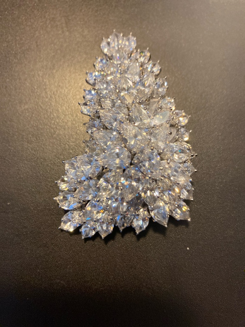 Sparkling Clear Crystal Cluster Brooch